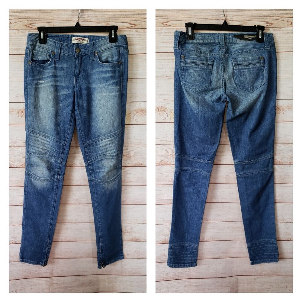 Vintage1 Distressed Skinny Stretch Ankle Zip Denim Cotton Lycra Jeans Size 27